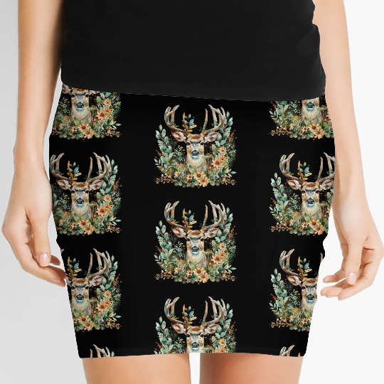 Deer Clipart - Forest Deer Illustrations, Women's Mini Skirts