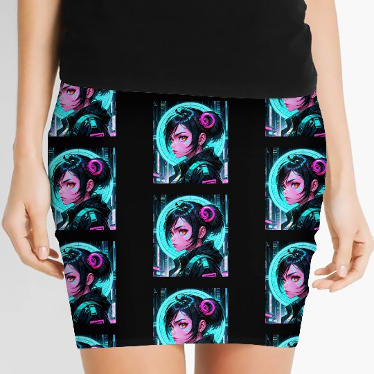 Beautiful Cyberpunk Girl Aesthetic Anime Women's Mini Skirts