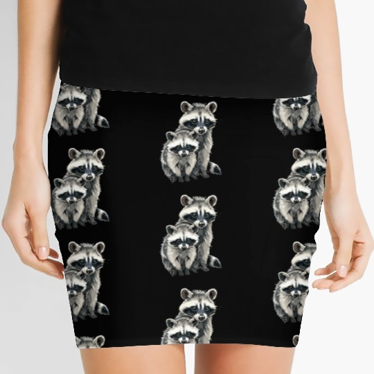 Opossum and raccoon Women's Mini Skirts