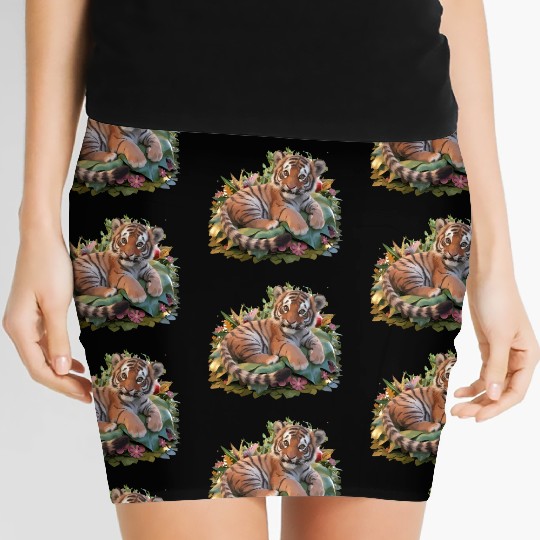 cute baby tiger Women's Mini Skirts