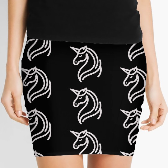 Minimalist Unicorn Symbol - light pink gray Women's Mini Skirts