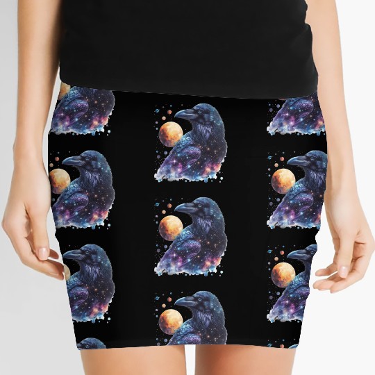 Celestial Raven Clipart Clipart, Crow Bird Witch Women's Mini Skirts