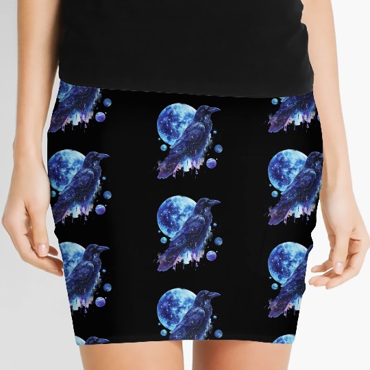 Celestial Raven Clipart Clipart, Crow Bird Witch Women's Mini Skirts
