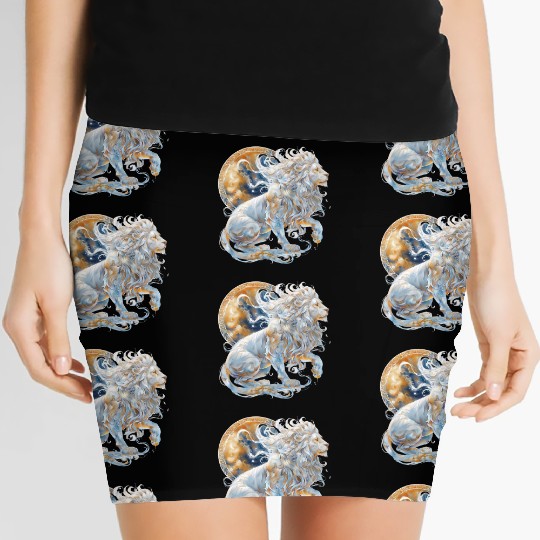 Celestial Lion Images, Mystical Lion, Night sky Women's Mini Skirts