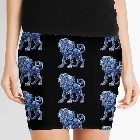 Celestial Lion Images, Mystical Lion, Night sky Women's Mini Skirts