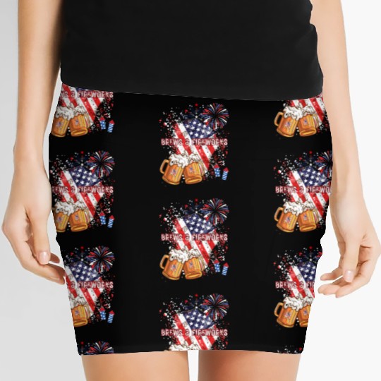 Brews & Fireworks 4th of July Independence Day Women's Mini Skirts