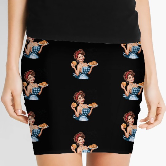 Waffle Delight: Retro Housewife Humor Women's Mini Skirts