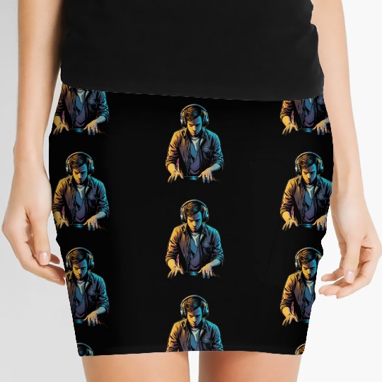 Neon DJ Youth Illustration Women's Mini Skirts
