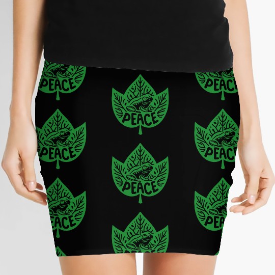 Peaceful Frog - Green version Women's Mini Skirts
