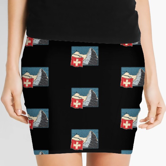Vacation Skiing, Hiking, Mountain Switzerland Women's Mini Skirts