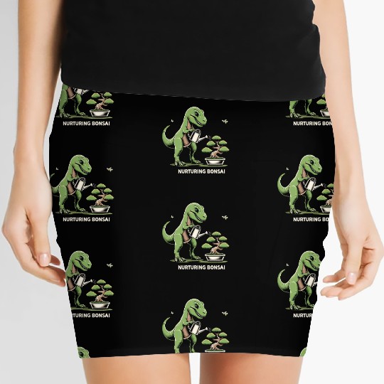 T-Rex Dinosaur Gardener Bonsai Master Gardening Women's Mini Skirts