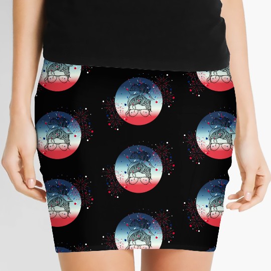 4th Of July Fireworks Messy Bun Women's Mini Skirts