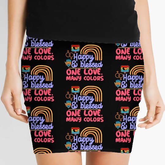 pride month, happy and blessed, love is love Women's Mini Skirts