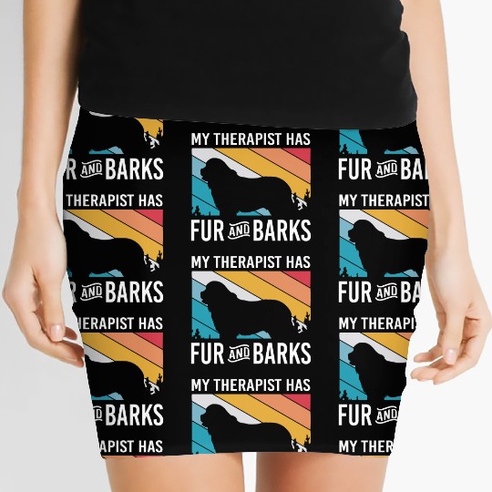 My Therapist Has Fur And Barks Retro Therapy Dog Women's Mini Skirts