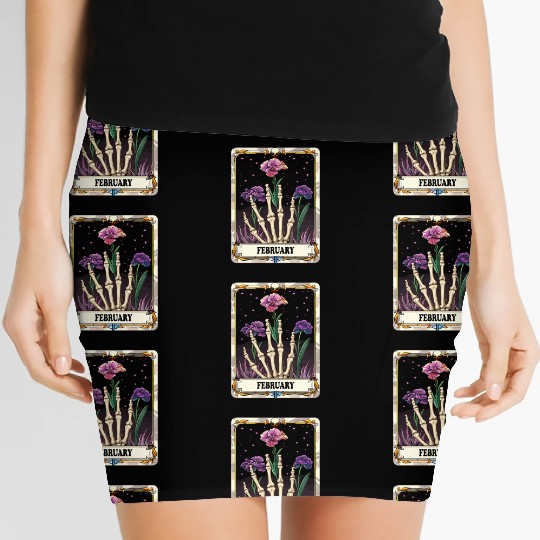 February Gothic Tarot Card - Violet Flower & Skele Women's Mini Skirts
