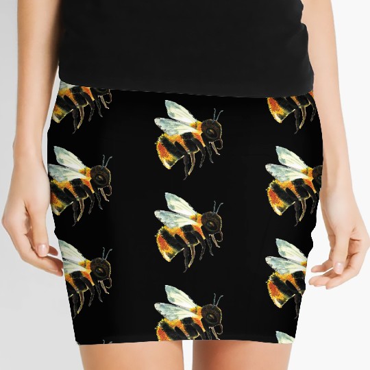 Cute Bumble Bee Flying Illustration Women's Mini Skirts