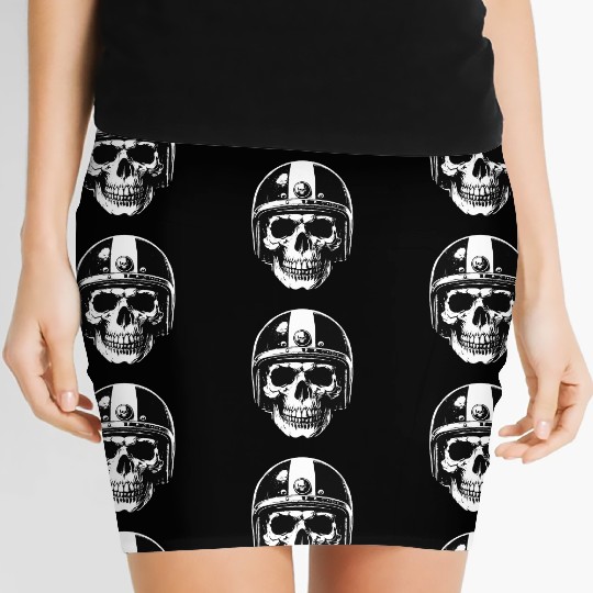 Dark Art Skull Rider Helmet Motorcycle Biker Women's Mini Skirts