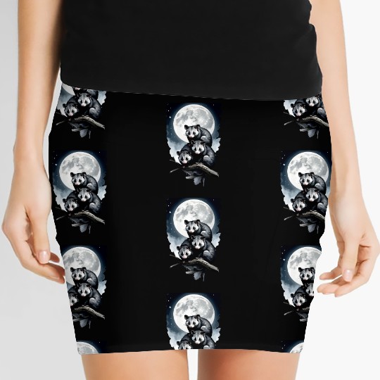 Opossum on Tree at Night Animals Lover Design Women's Mini Skirts
