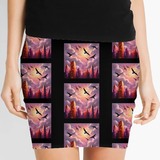 Geometric Twilight City Women's Mini Skirts