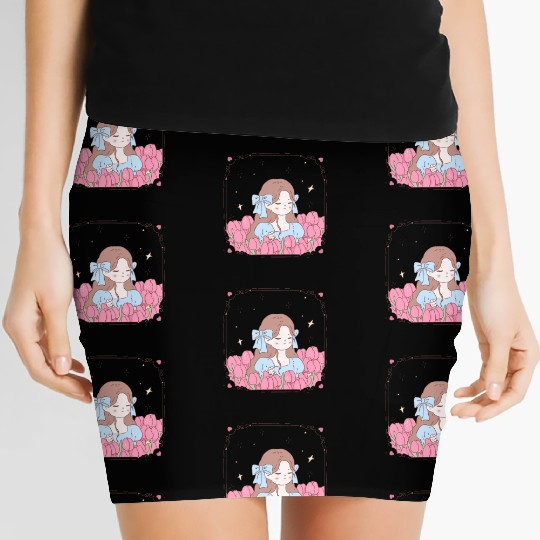 girl and tulips Women's Mini Skirts