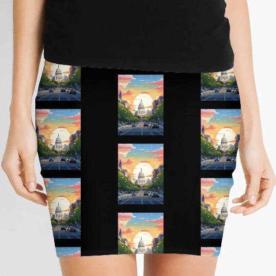 Sunset in US Capitol Washington DC Women's Mini Skirts