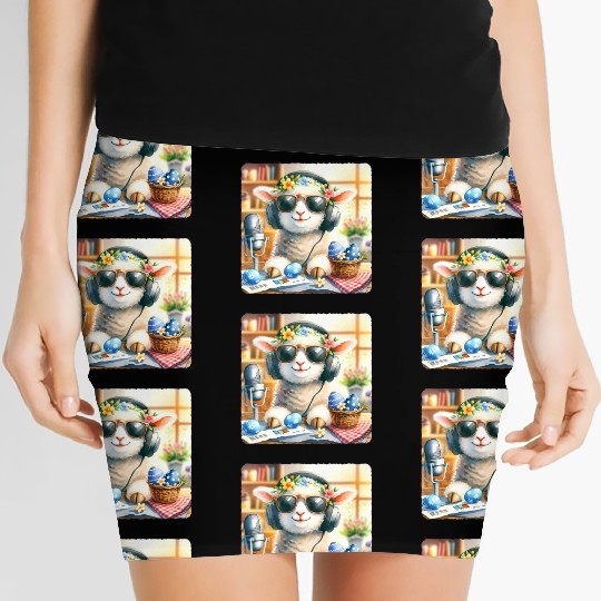Easter Lamb Cozy Sunglasses Treats Women's Mini Skirts