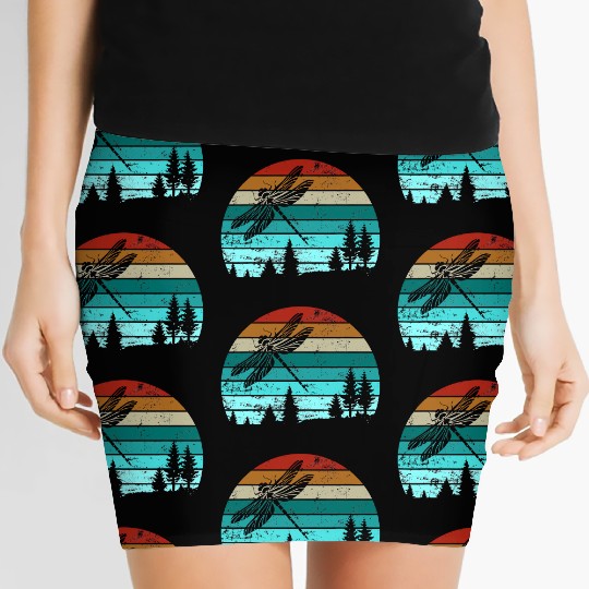 Dragonfly Vintage Retro Insect Nature Women's Mini Skirts
