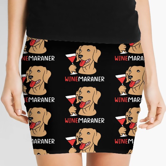 Winemaraner Dog Mom Wine Lover Funny Weimaraner Women's Mini Skirts