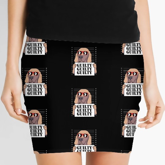 Dog With Sunglasses Mugshot Funny Weimaraner Women's Mini Skirts