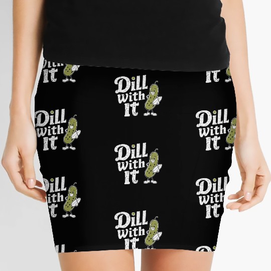 Dill With It Funny Pickle Character Women's Mini Skirts