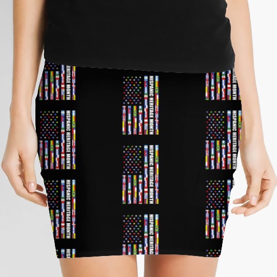 Hispanic Heritage month USA Flag all Countries Women's Mini Skirts