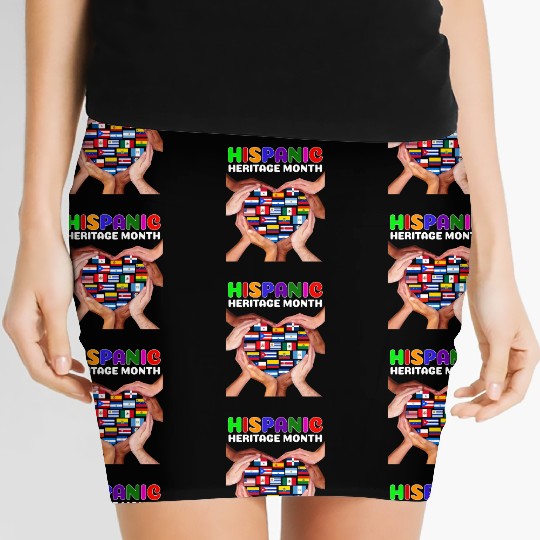 Hispanic Heritage Month All Countries Heart Hands Women's Mini Skirts