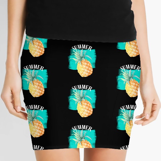 Summer Retro Pineapple Swimming Pool Vacation Gard Women's Mini Skirts