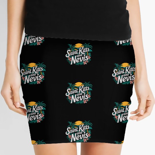 Saint Kitts And Nevis Souvenir Tropical Paradise Women's Mini Skirts