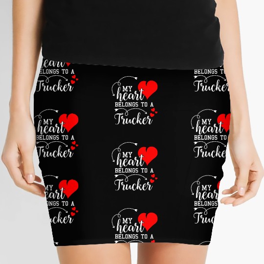 I Love My Trucker Husband Wife Gifts Valentines Women's Mini Skirts