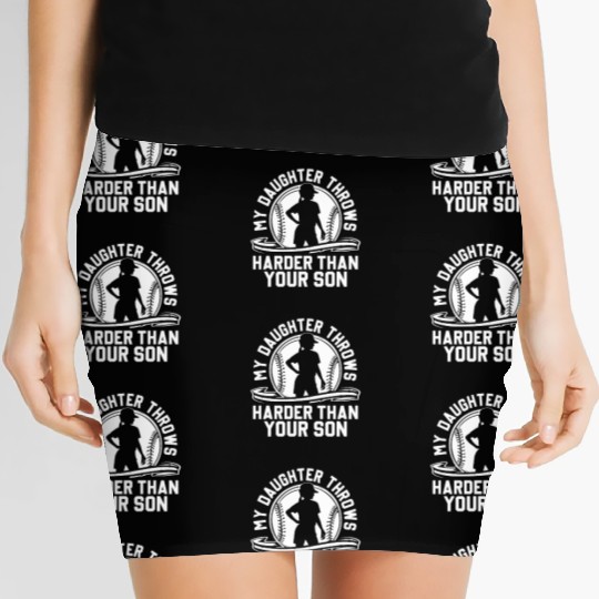 Throw Harder Softball Dad Funny Daddy Father's Day Women's Mini Skirts