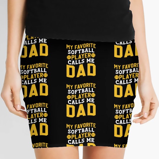 Calls Me Softball Dad Funny Daddy Father's Day Women's Mini Skirts