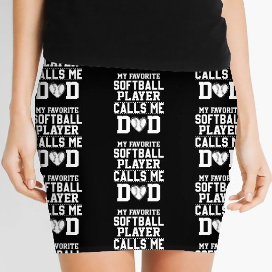 Calls Me Softball Dad Funny Daddy Father's Day Women's Mini Skirts