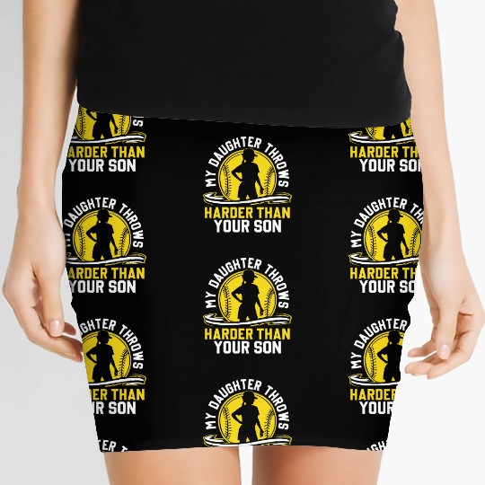 Throw Harder Softball Dad Funny Daddy Father's Day Women's Mini Skirts
