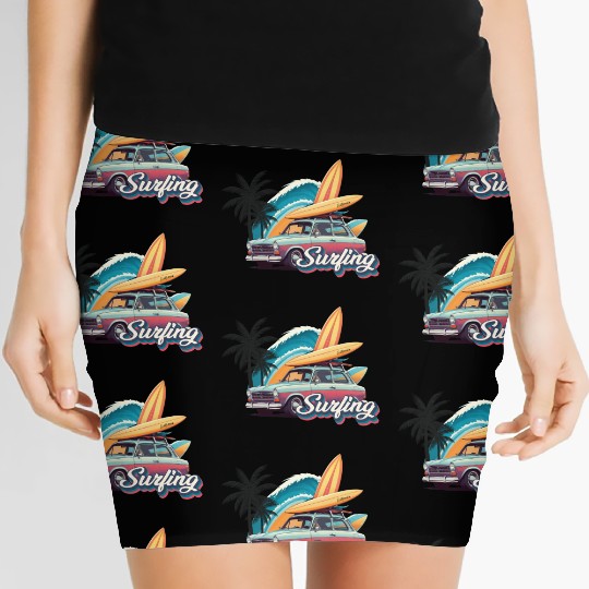 Surfing Car Women's Mini Skirts