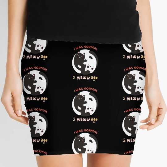 I Was Normal 2 meow Ago Funny Cat Lover Women's Mini Skirts