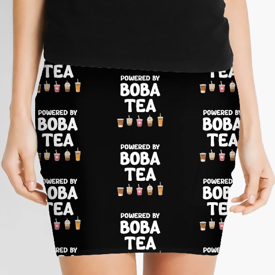 Powered By Boba Tea Bubble Japan K-pop Korean Women's Mini Skirts