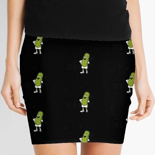 pickle character plays tennis Women's Mini Skirts