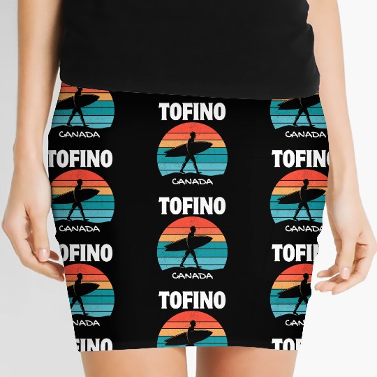 TOFINO CANADA Surf Retro Sunset Surfing Summer Vac Women's Mini Skirts