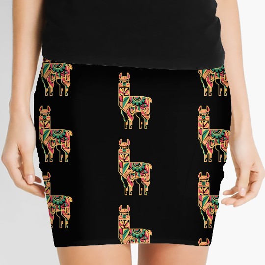 Colorful Geometric Llama Art for Animal Lovers Women's Mini Skirts