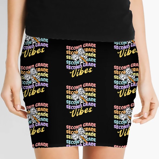 Second 2nd Grade Vibes Teacher Coquette Bow Dalmat Women's Mini Skirts