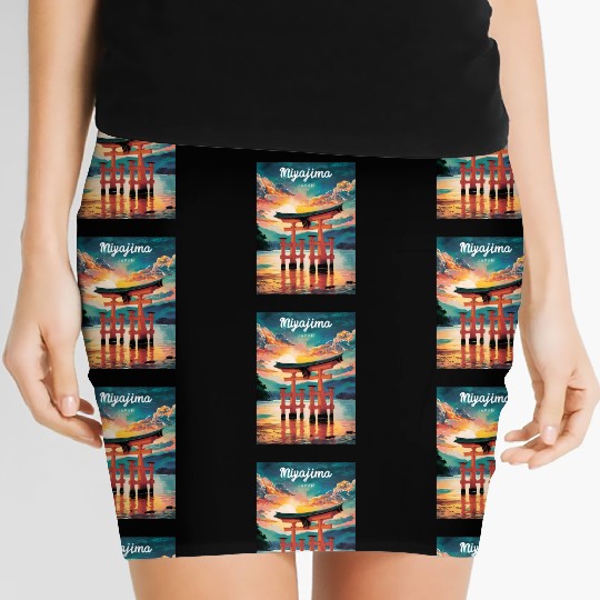 Vintage Travel Miyajima Island Japan Retro Sunset Women's Mini Skirts