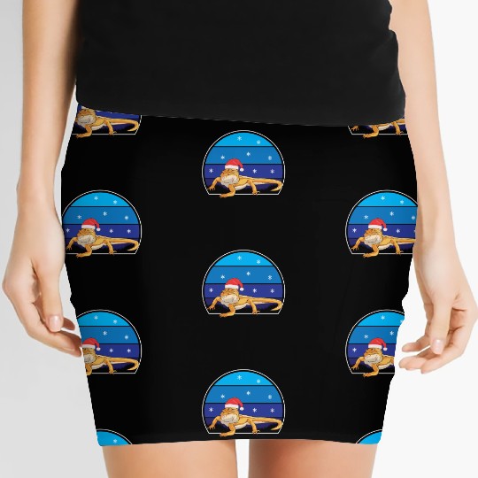 Iguana Christmas Light Sweater Funny Animals Lover Women's Mini Skirts