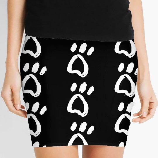 Dog Paw Print - Black Women's Mini Skirts