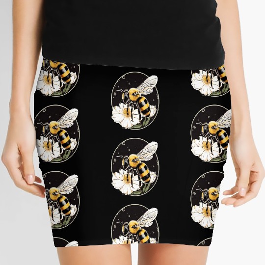 Bumble Bee on a Flower in a Bubble Women's Mini Skirts